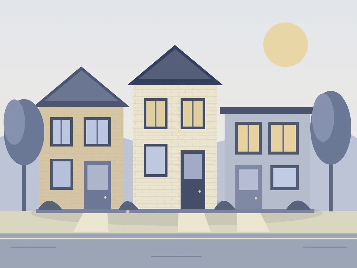Original illustration of neighborhood homes