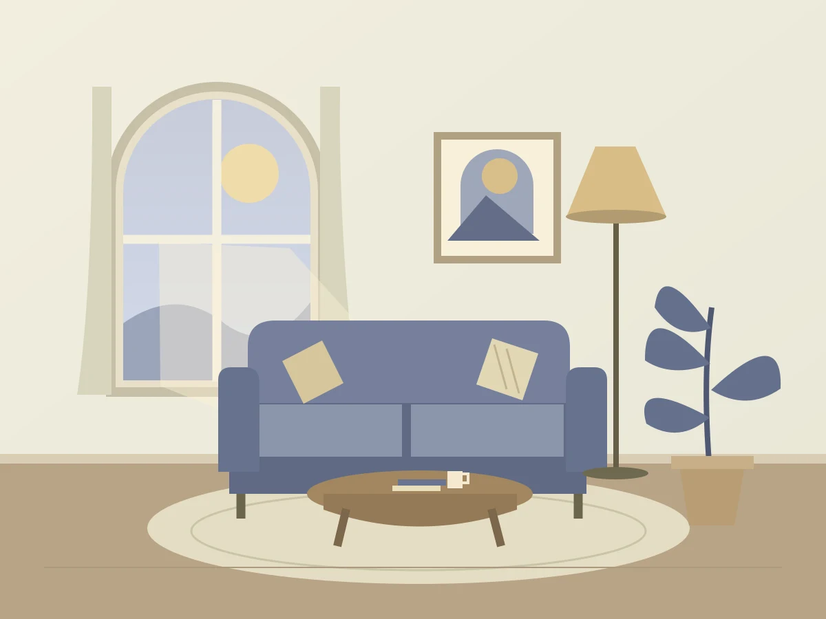 Original illustration of an apartment living room